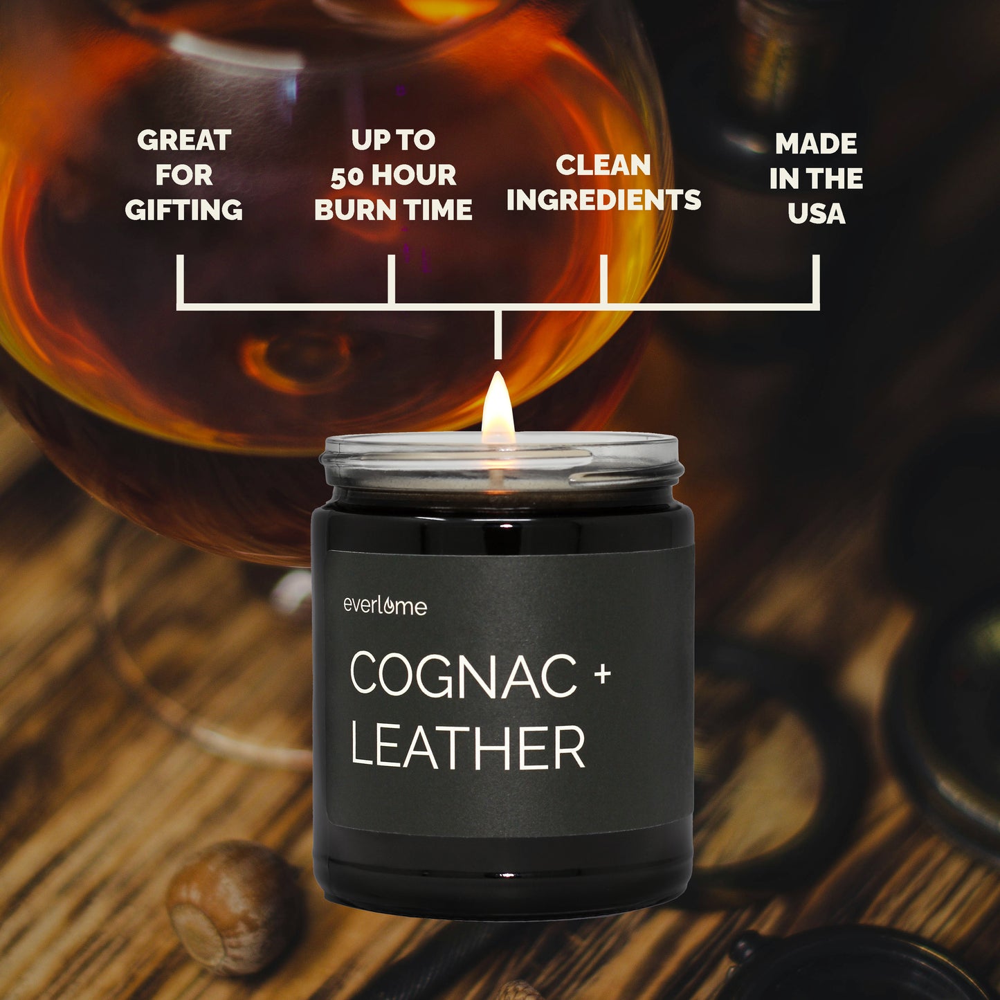 Cognac + Leather Candle