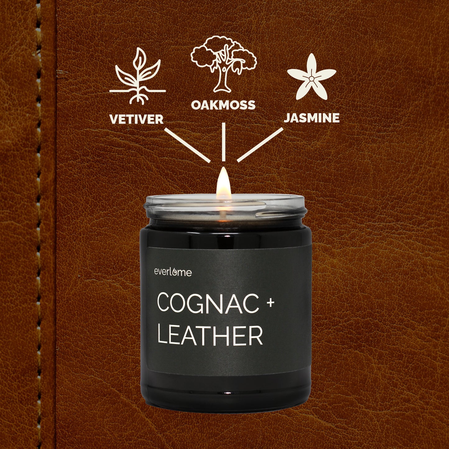 Cognac + Leather Candle